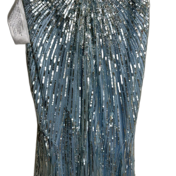 Mac Duggal POWDER BLUE SEQUIN V-NECK DRESS gown sparkles size 16 - Picture 10 of 14